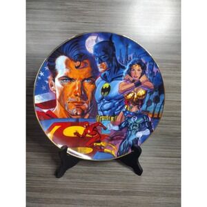 JUSTICE LEAGUE COLLECTOR PLATE #1096/2500 Brian Stelfreeze Warner Bros W Stand